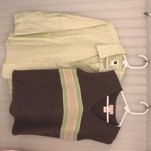 Tea / Malina Matching Sets - Boys button down with matching v-neck sweater vest Tea / Malina Matching Sets - Boys button down with matching v-neck sweater vest